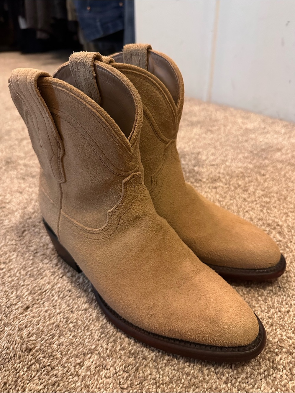 Tecovas Suede Ankle Booties in Tan